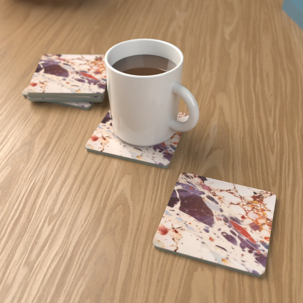 Terrazzo Splash Square Glass Coasters – Set of 6 – Pre-order – lifestyle mockup 1