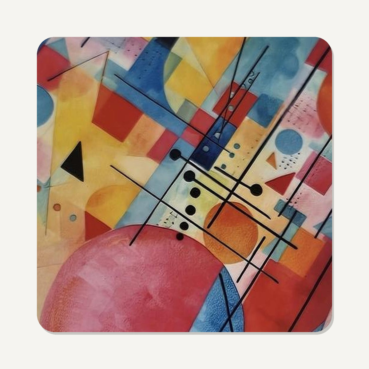 Abstract Geometric – the flat artwork printed on these square glass coasters