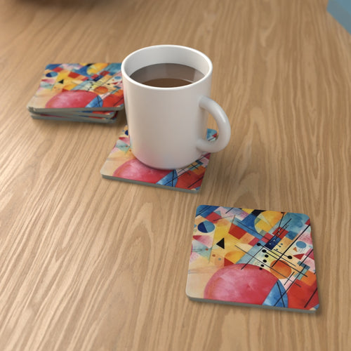 Abstract Geometric Square Glass Coasters – Set of 6 – Coming Soon – lifestyle mockup 1