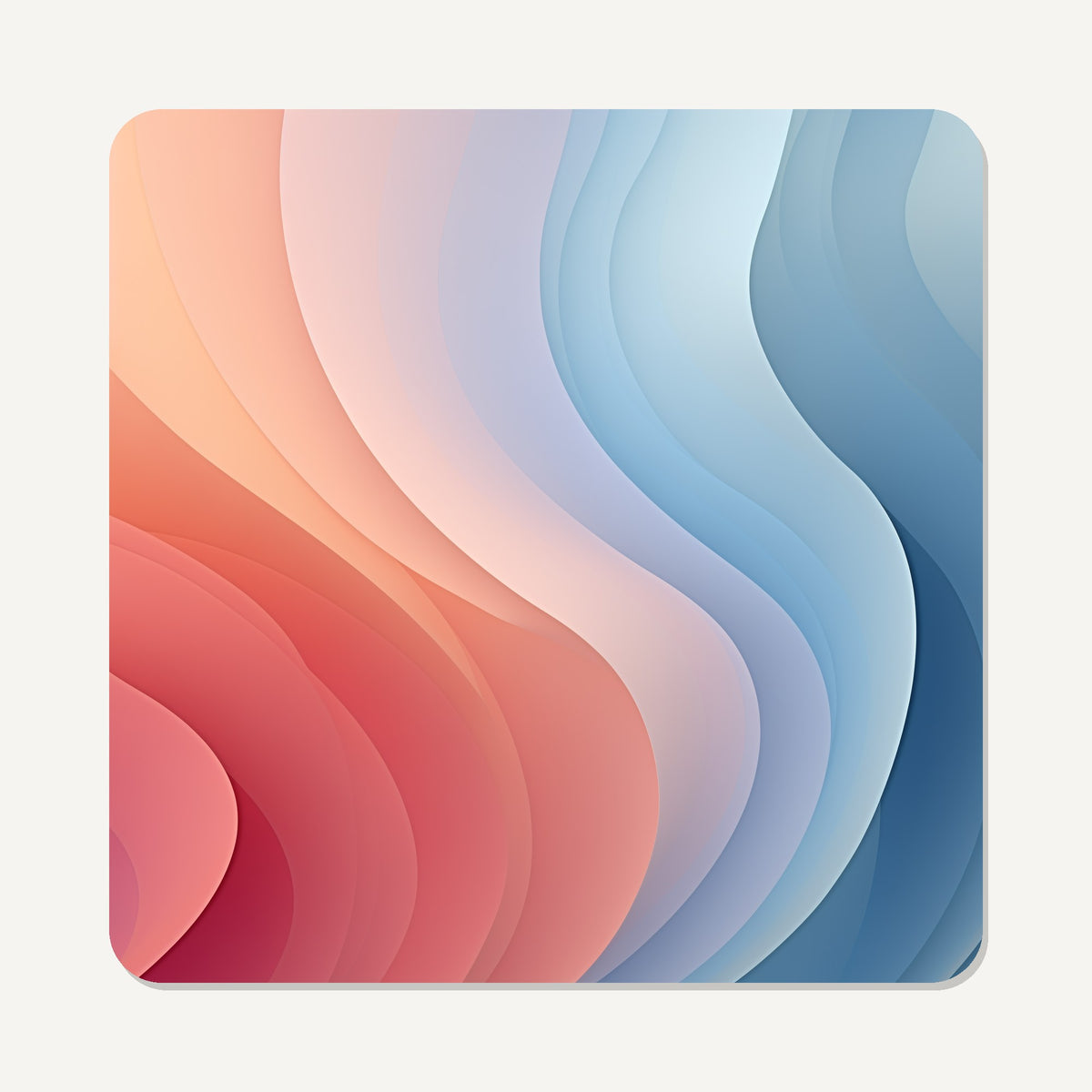 Peach & Sky Blue Fluid Marble – the flat artwork printed on these square glass coasters