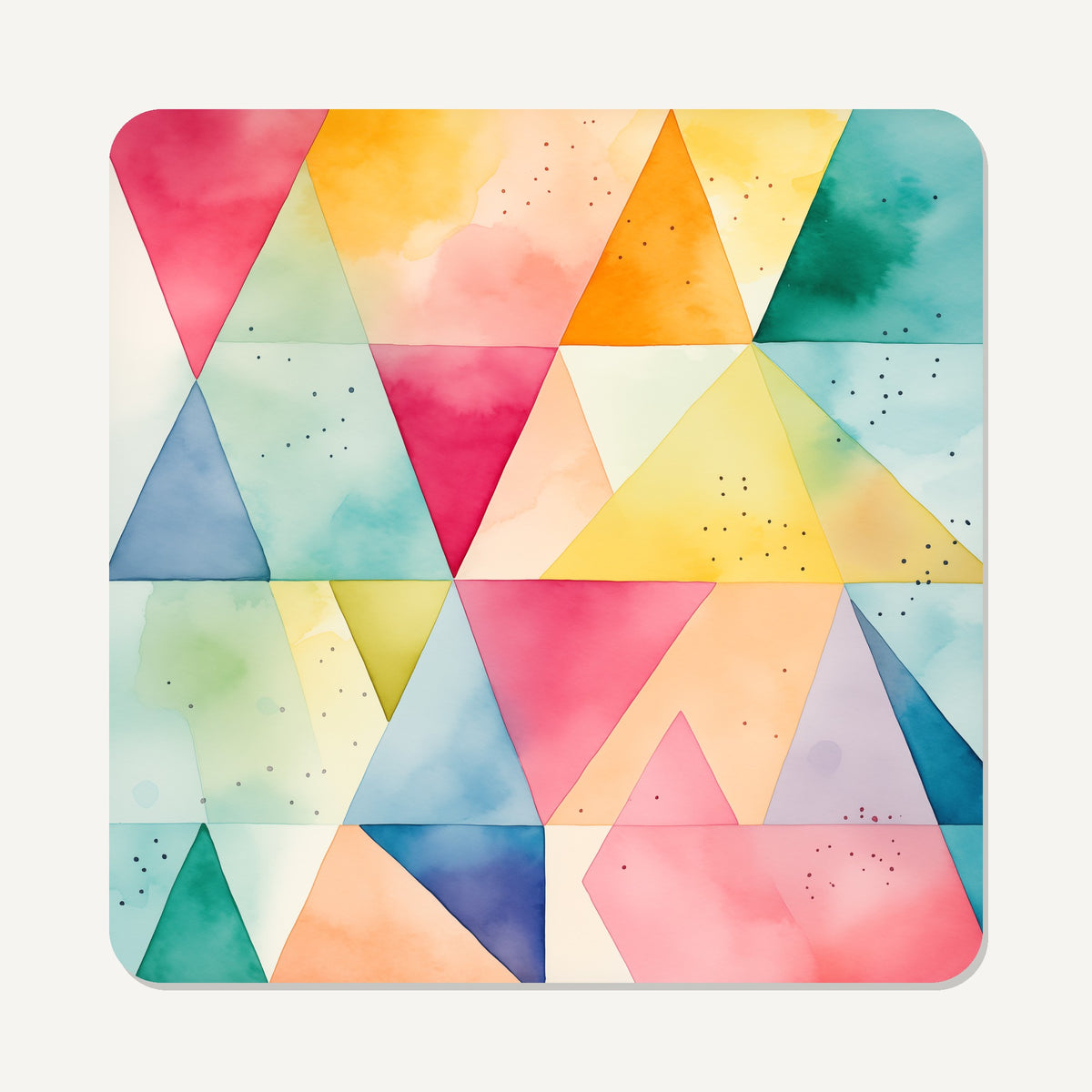 Pastel Harlequin Geometric – the flat artwork printed on these square glass coasters