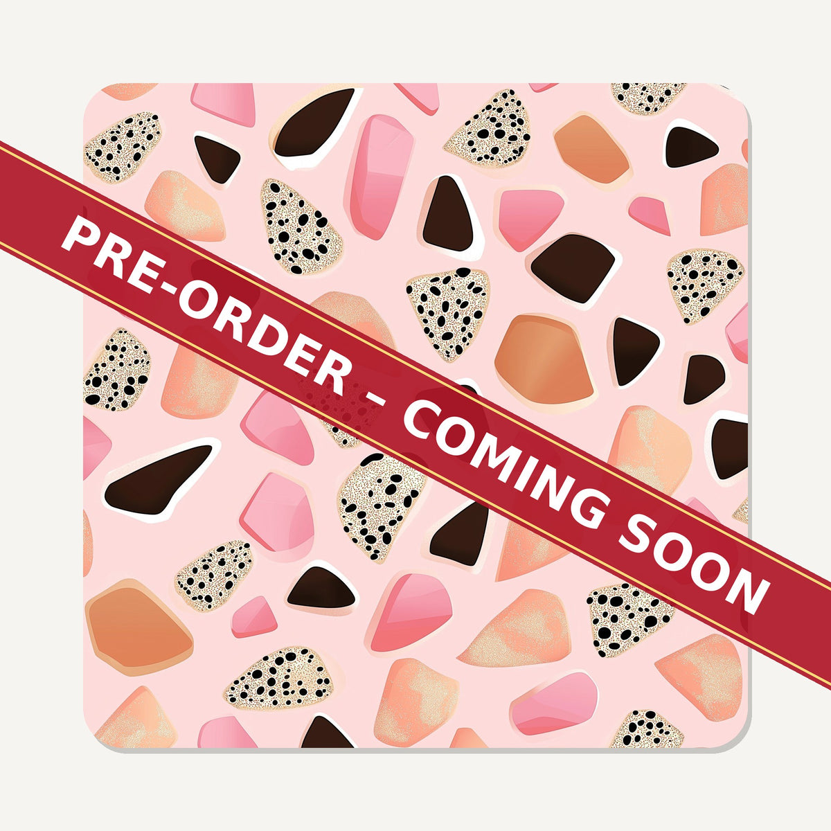 Blush Pink Terrazzo square glass coaster set of 6, pre-order coming soon