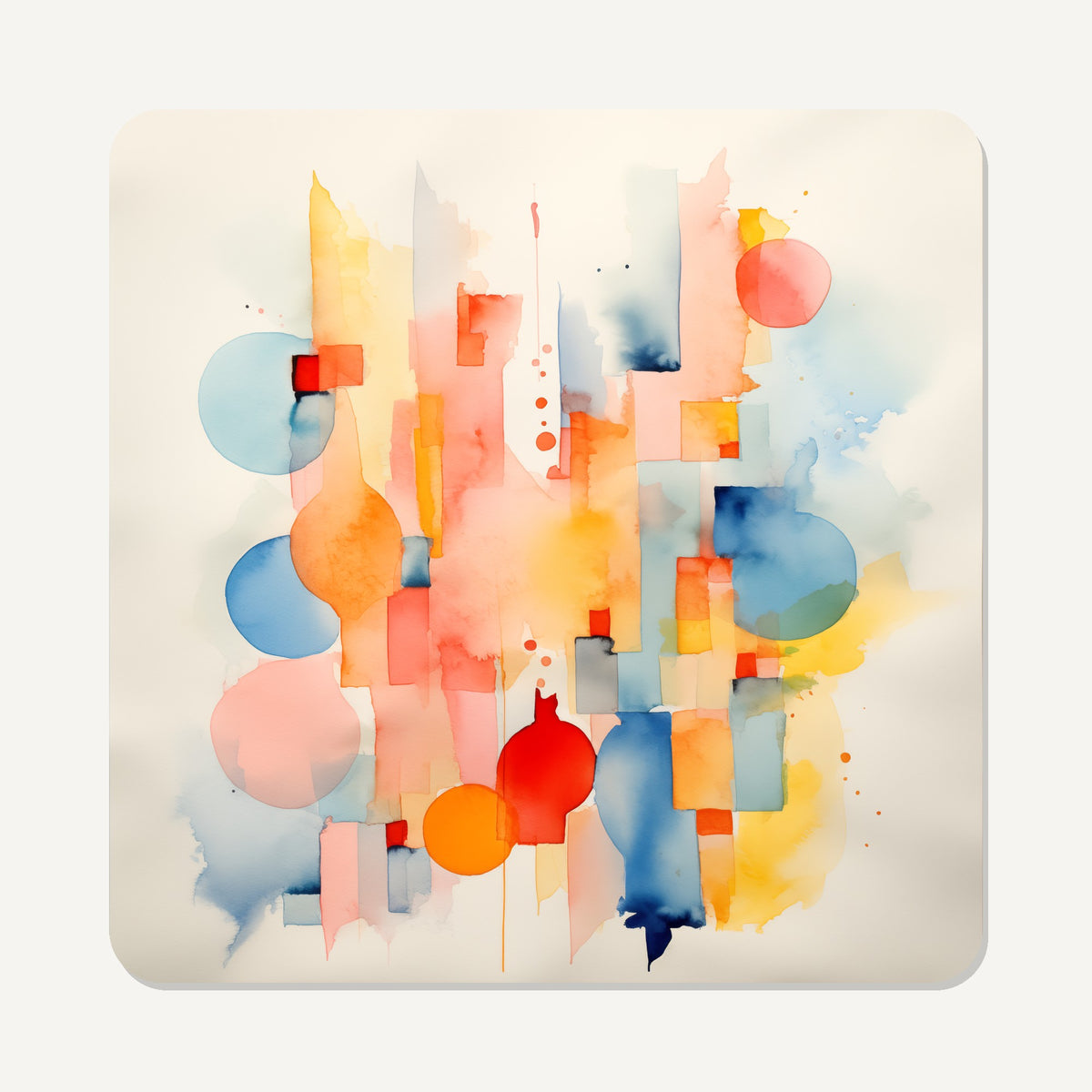 Pastel Cubist Shards – the flat artwork printed on these square glass coasters