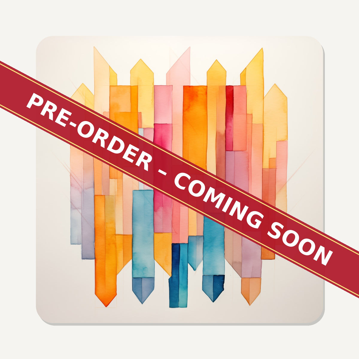 Pastel Cubist Prisms square glass coaster set of 6, pre-order coming soon