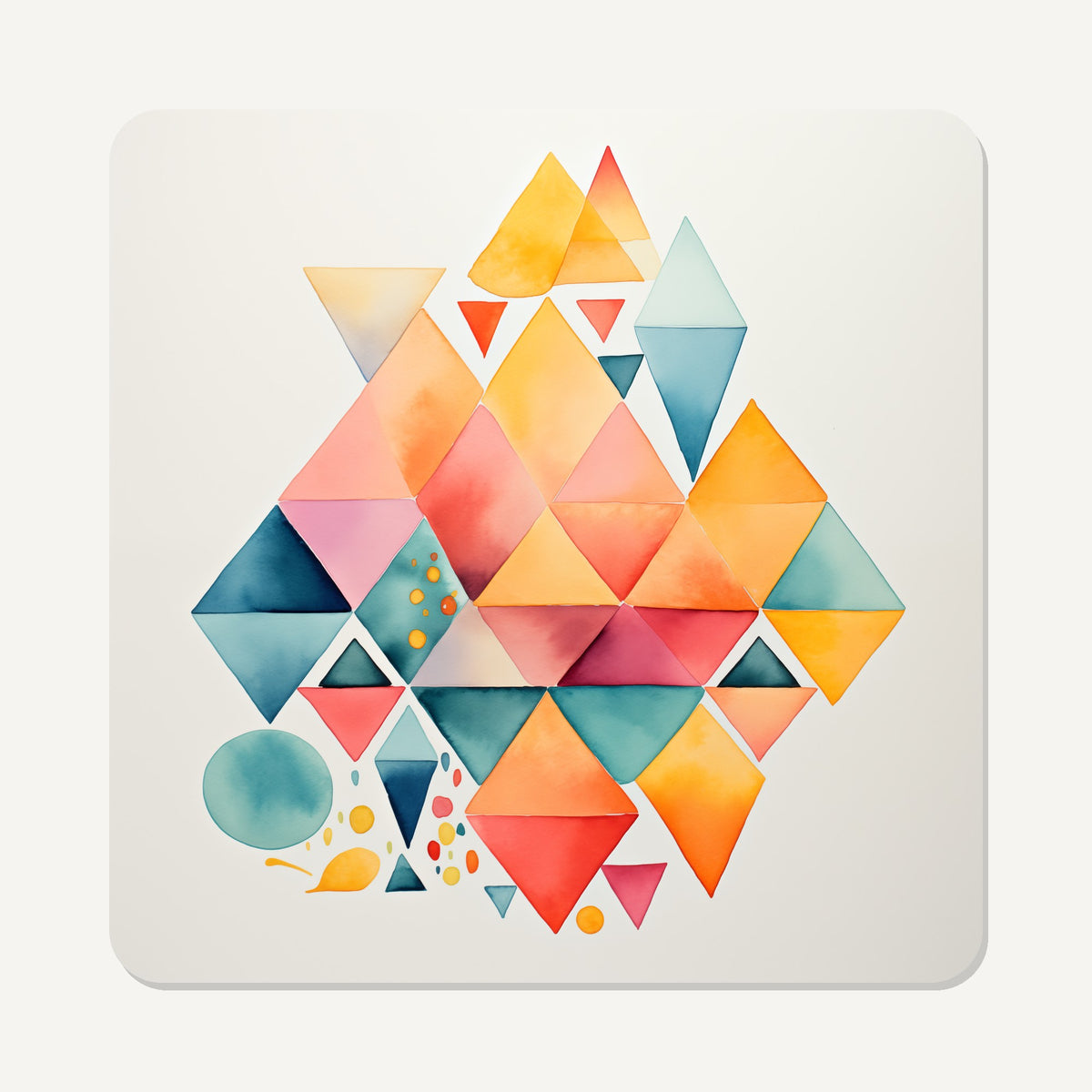 Pastel Diamond Mosaic – the flat artwork printed on these square glass coasters