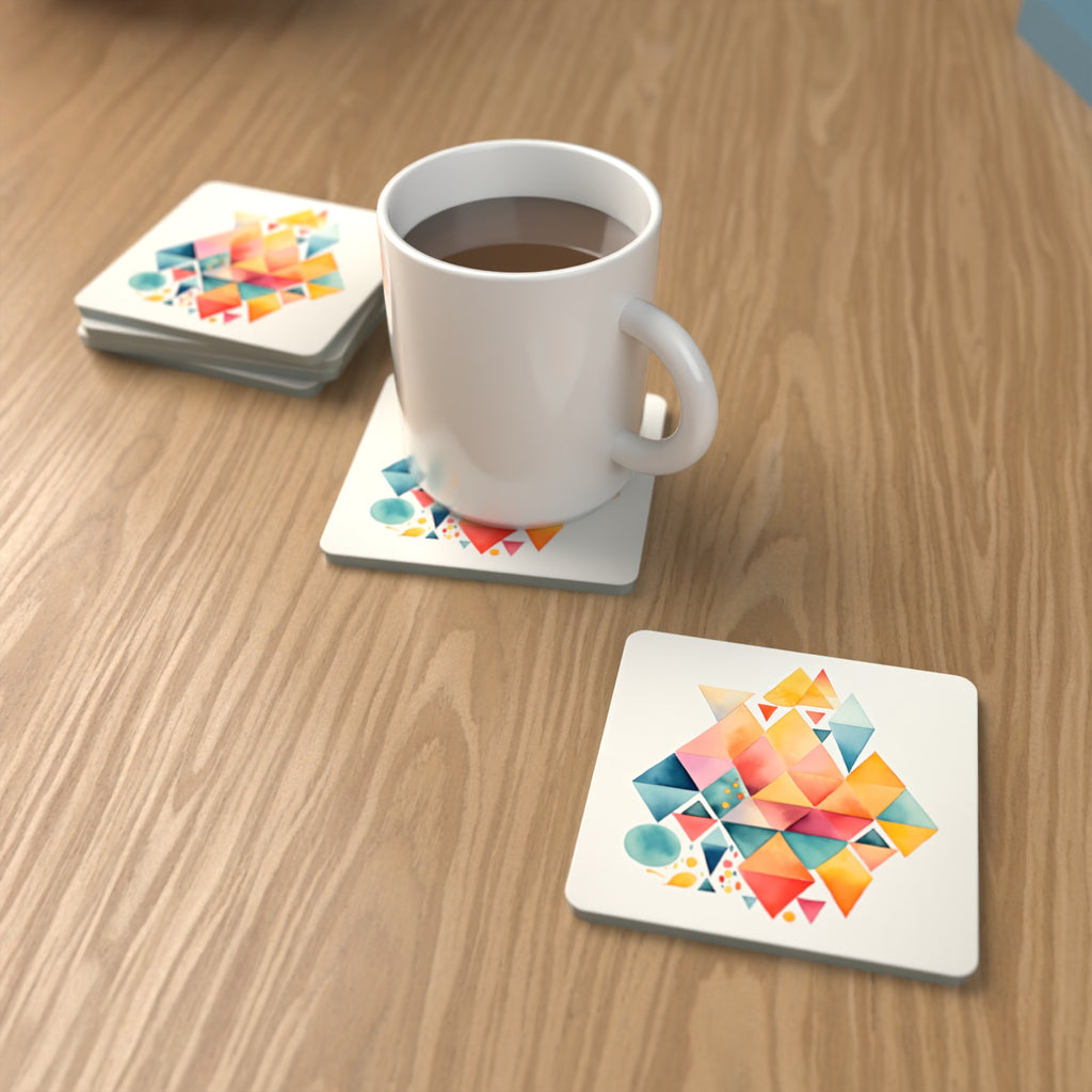 Pastel Diamond Mosaic Square Glass Coasters – Set of 6 – Pre-order – lifestyle mockup 1
