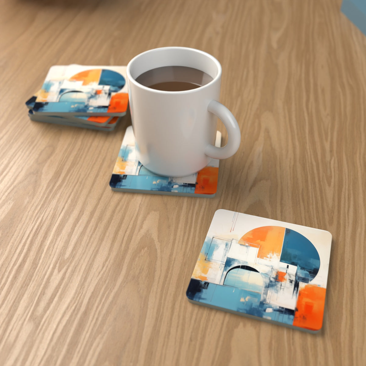 Mid-Century Cubist Arches Square Glass Coasters – Set of 6 – Pre-order – lifestyle mockup 1