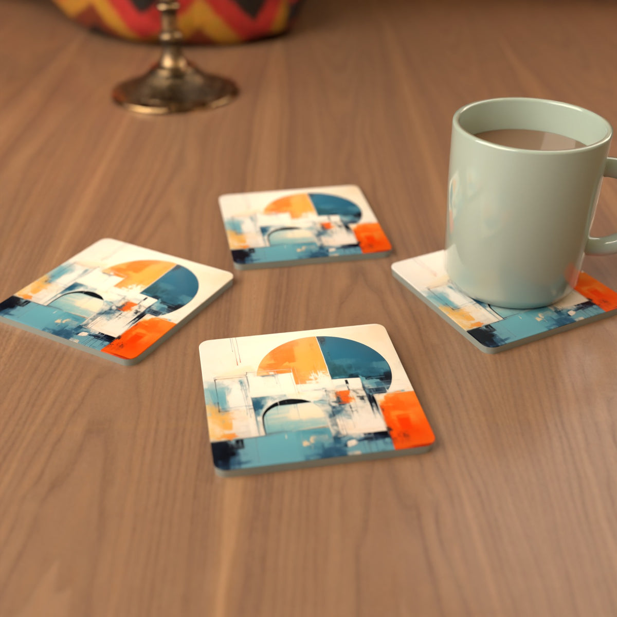 Mid-Century Cubist Arches Square Glass Coasters – Set of 6 – Pre-order – lifestyle mockup 3