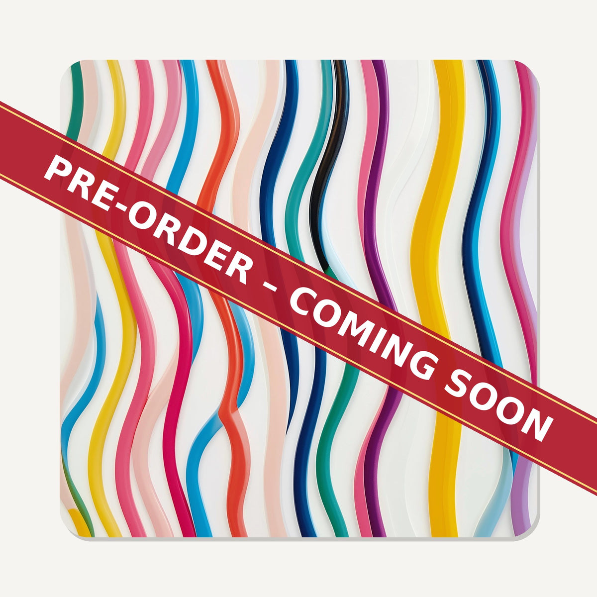 Rainbow Wavy Stripes square glass coaster set of 6, pre-order coming soon