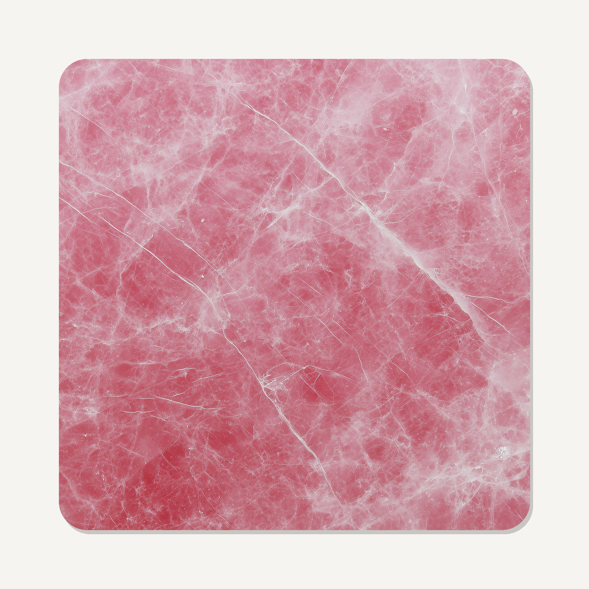 Rose Quartz Pink Marble – the flat artwork printed on these square glass coasters
