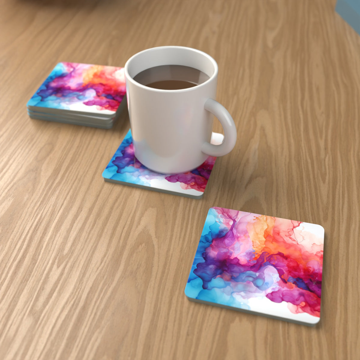 Pastel Alcohol Ink Marble Square Glass Coasters – Set of 6 – Pre-order – lifestyle mockup 1