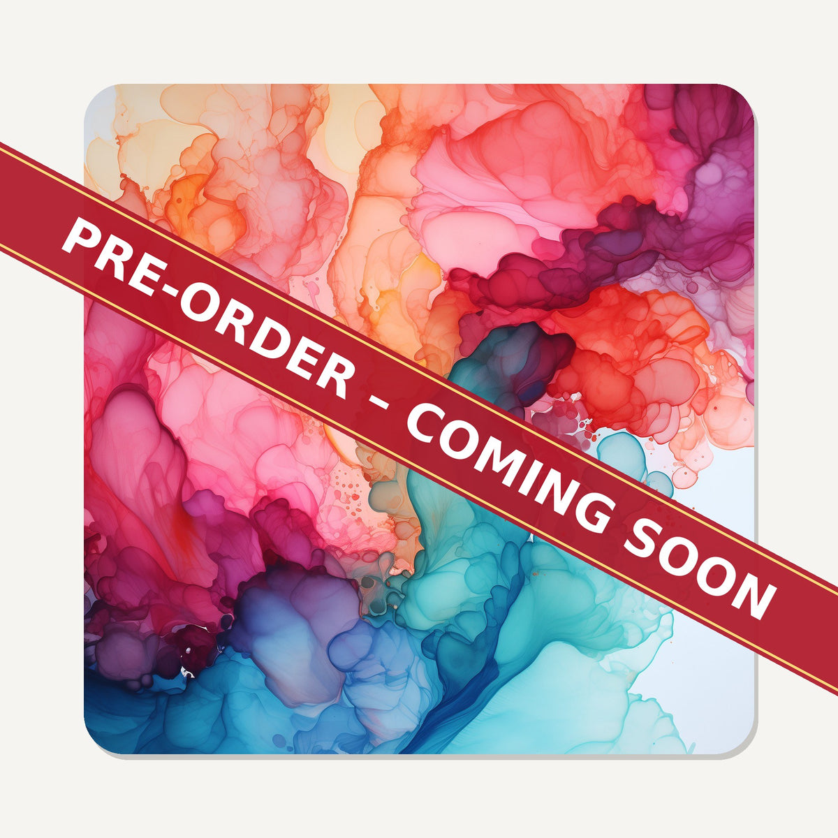 Sunset Alcohol Ink square glass coaster set of 6, pre-order coming soon