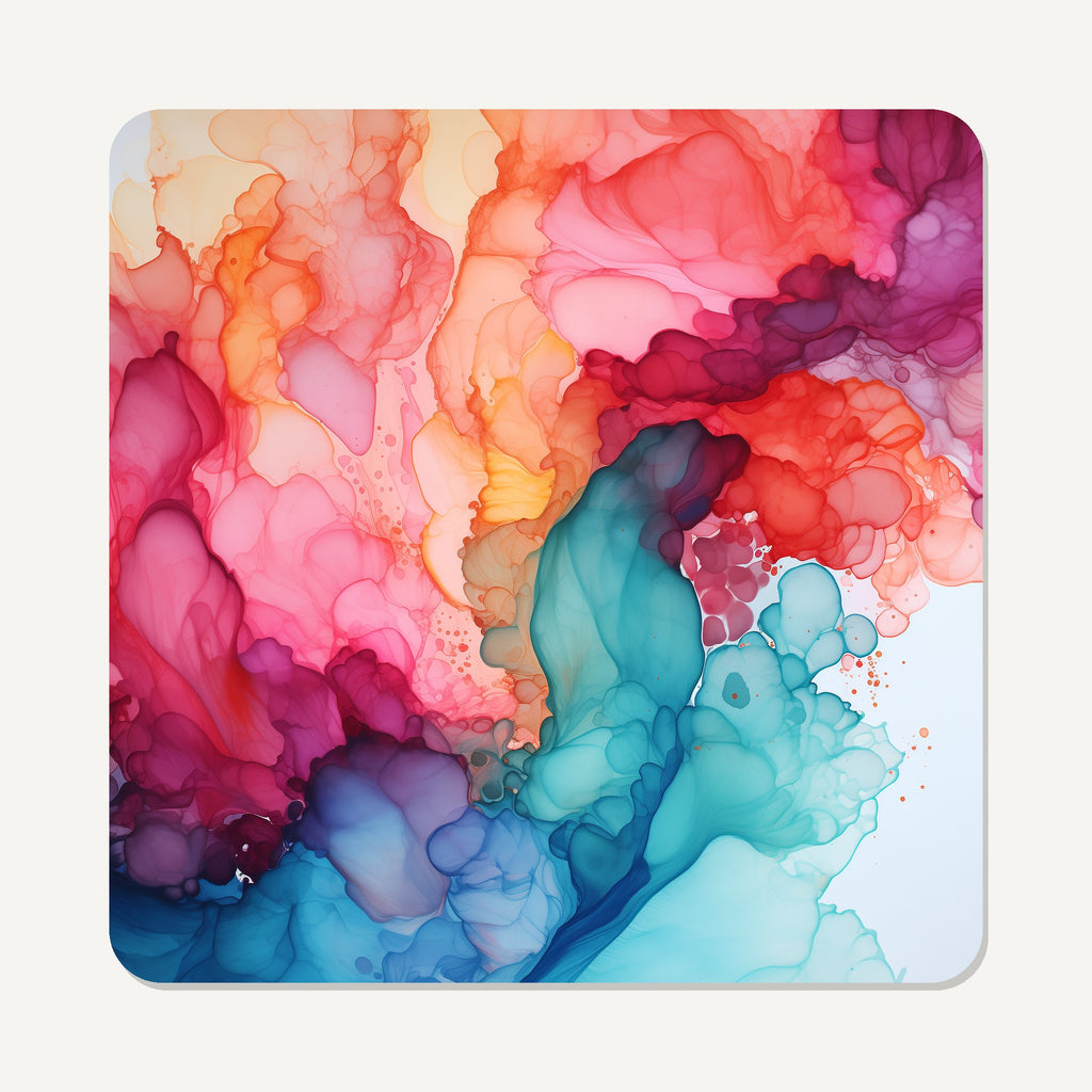 Sunset Alcohol Ink – the flat artwork printed on these square glass coasters
