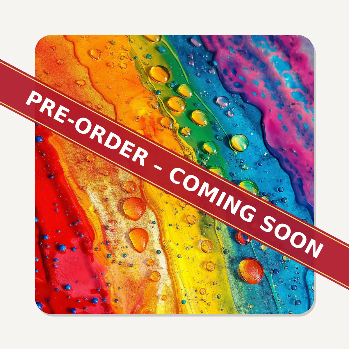 Rainbow Paint Pour square glass coaster set of 6, pre-order coming soon