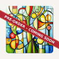 Cubist Garden Abstract square glass coaster set of 6, pre-order coming soon