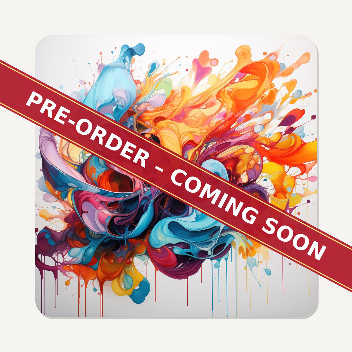 Bright Paint Burst square glass coaster set of 6, pre-order coming soon