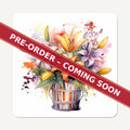 Lily & Wildflower Bouquet square glass coaster set of 6, pre-order coming soon