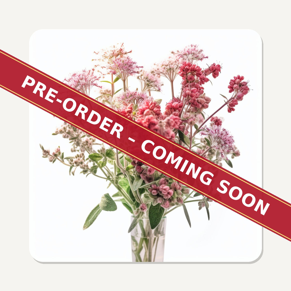 Pink Wildflower Bouquet square glass coaster set of 6, pre-order coming soon