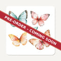 Pastel Butterflies square glass coaster set of 6, pre-order coming soon