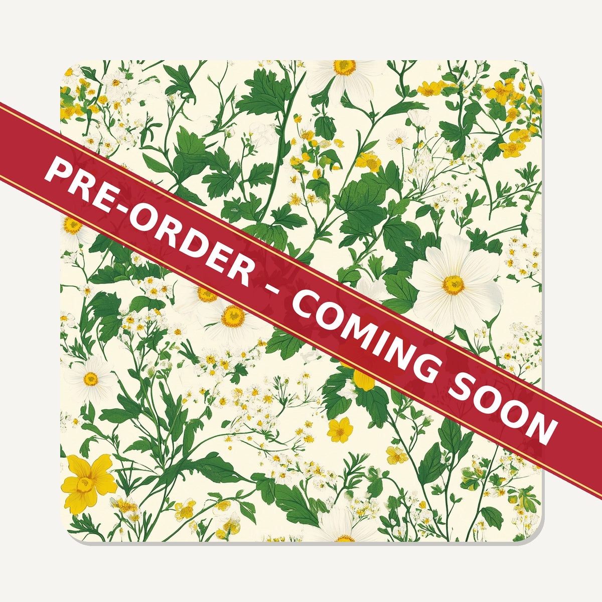 Ditsy Daisy Floral square glass coaster set of 6, pre-order coming soon