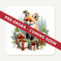Christmas Fox with Gifts square glass coaster set of 6, pre-order coming soon