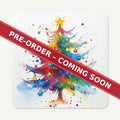 Rainbow Christmas Tree square glass coaster set of 6, pre-order coming soon