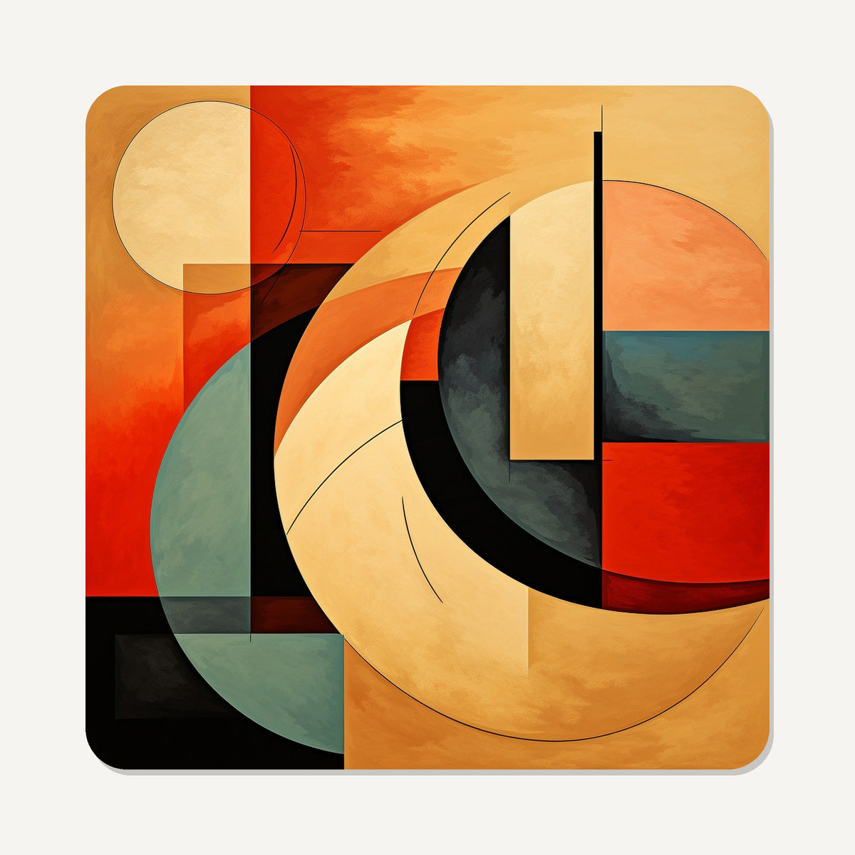 Abstract Cubist No.1 – the flat artwork printed on these square glass coasters