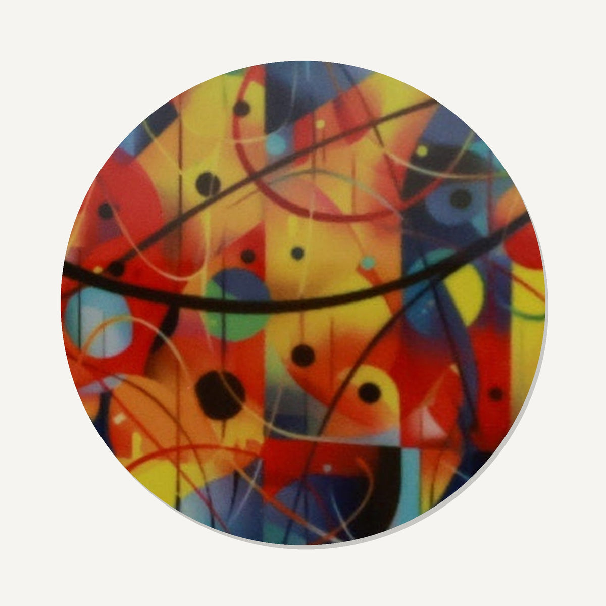 Abstract Geometric Modernist – the flat artwork printed on these round ceramic coasters