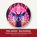 Neon Glow Stag round ceramic coaster set of 6 – pre-order / backorder, dispatching mid to late November 2026