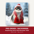 Penguin Chick in Red Knitted Hat square glass coaster set of 6 – pre-order / backorder, dispatching mid to late November 2026