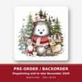 Christmas Woodland Friends square glass coaster set of 6 – pre-order / backorder, dispatching mid to late November 2026