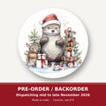 Christmas Otter with Gifts round ceramic coaster set of 6 – pre-order / backorder, dispatching mid to late November 2026