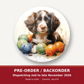 Brown Springer Spaniel Puppy round ceramic coaster set of 6 – pre-order / backorder, dispatching mid to late November 2026