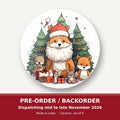Christmas Fox & Woodland Friends round ceramic coaster set of 6 – pre-order / backorder, dispatching mid to late November 2026