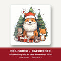 Christmas Fox & Woodland Friends square glass coaster set of 6 – pre-order / backorder, dispatching mid to late November 2026