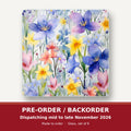 Watercolour Spring Flowers square glass coaster set of 6 – pre-order / backorder, dispatching mid to late November 2026