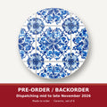 Blue & White Floral Tile round ceramic coaster set of 6 – pre-order / backorder, dispatching mid to late November 2026