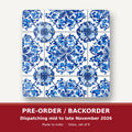 Blue & White Floral Tile square glass coaster set of 6 – pre-order / backorder, dispatching mid to late November 2026