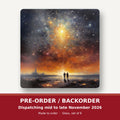 Impressionist Shooting Star Sky square glass coaster set of 6 – pre-order / backorder, dispatching mid to late November 2026