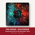 Circuit Board Abstract square glass coaster set of 6 – pre-order / backorder, dispatching mid to late November 2026
