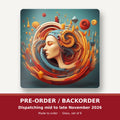Swirling Portrait Abstract square glass coaster set of 6 – pre-order / backorder, dispatching mid to late November 2026