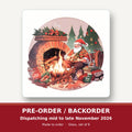 Father Christmas by the Fireside square glass coaster set of 6 – pre-order / backorder, dispatching mid to late November 2026