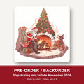 Father Christmas & Reindeer at the Fire square glass coaster set of 6 – pre-order / backorder, dispatching mid to late November 2026