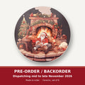 Father Christmas Fireside Rest round ceramic coaster set of 6 – pre-order / backorder, dispatching mid to late November 2026