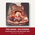 Father Christmas Fireside Rest square glass coaster set of 6 – pre-order / backorder, dispatching mid to late November 2026