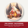 Father Christmas by the Sleigh round ceramic coaster set of 6 – pre-order / backorder, dispatching mid to late November 2026