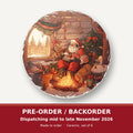 Father Christmas Cabin Fireside round ceramic coaster set of 6 – pre-order / backorder, dispatching mid to late November 2026