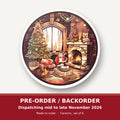 Christmas Cottage Fireside round ceramic coaster set of 6 – pre-order / backorder, dispatching mid to late November 2026