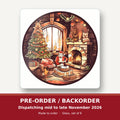 Christmas Cottage Fireside square glass coaster set of 6 – pre-order / backorder, dispatching mid to late November 2026