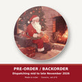 Father Christmas at the Hearth round ceramic coaster set of 6 – pre-order / backorder, dispatching mid to late November 2026